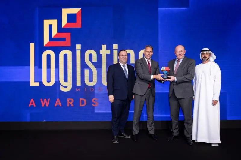 ALS-sponsored Air Cargo Operator of the Year trophy presented on stage at the Logistics Middle East Awards 2024
