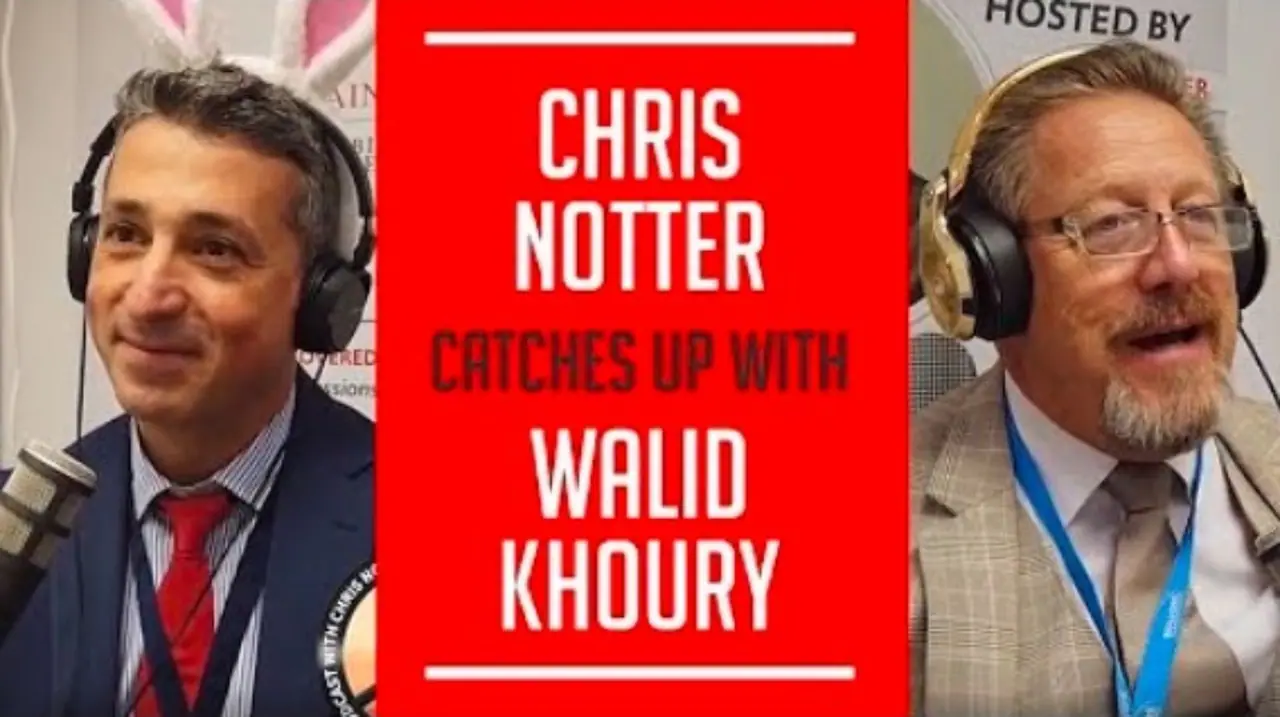 Podcast title card: Chris Notter catches up with ALS Managing Director Walid Khoury, both wearing headphones