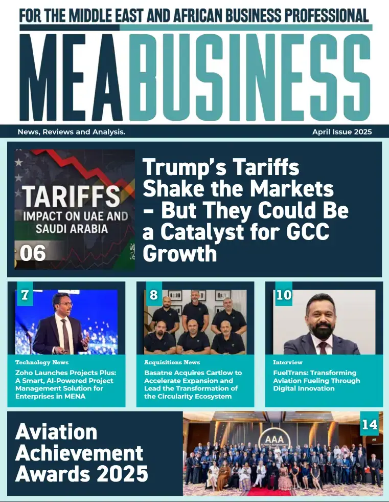 April 2025 MEA Business Magazine cover featuring the Aviation Achievement Awards 2025